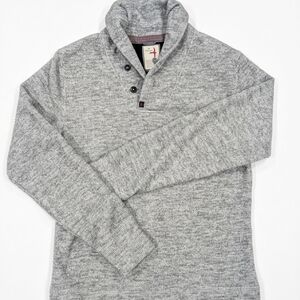 Relwen Men’s Small Gray Marled Shawl Neck Pullover Button Sweater Wool Blend